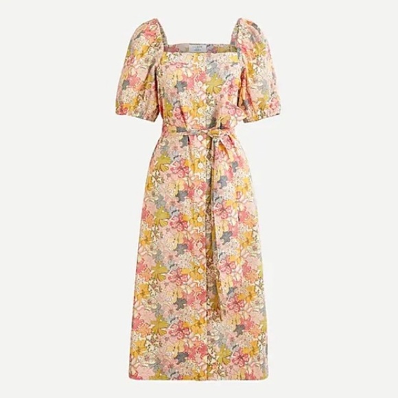 J. Crew Dresses & Skirts - J. Crew Liberty Mauvy floral cottage puff sleeve button up midi dress